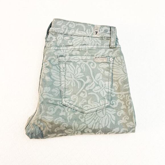 7 For All Mankind Cropped Gwenevere Floral Brocade Patterned Jeans Size 29 - Picture 1 of 8